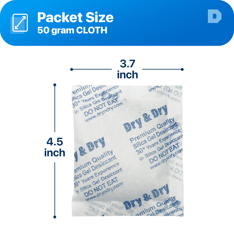 Dry & Dry 5 Gram [30 Packets] Premium Silica Gel Packets Desiccant  Dehumidifiers Rechargeable Fabric 