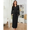 thumbnail image 3 of LYCY Womens Soft Long Robe, Lightweight Full Length Knit Bathrobe for Sleepwear & Loungewear Robe（Black, 2XL）, 3 of 4