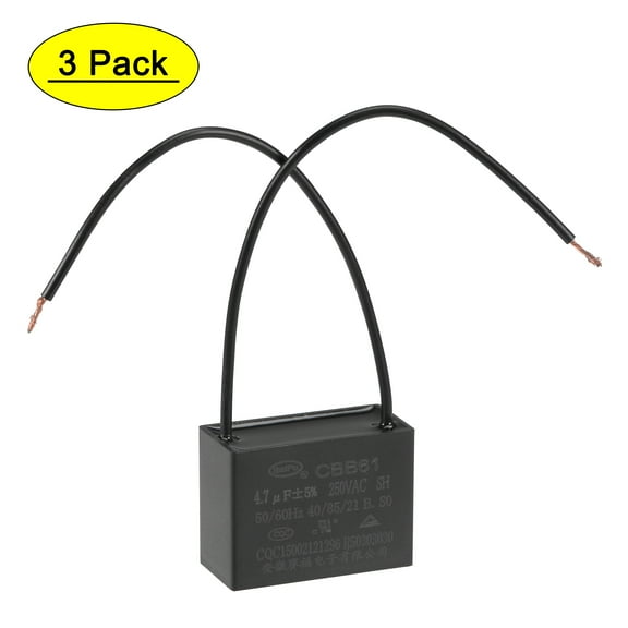 Uxcell 4.7uF 250V AC 2 Wires CBB61 Ceiling Fan Capacitors 3 Pack