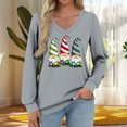 thumbnail image 7 of asdoklhq Crewneck Sweatshirt Women's Fashionable and Casual Loose Christmas V-neck Long Sleeved T-shirt Top Gray M, 7 of 7