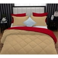 thumbnail image 6 of D.N.G. BEDDINGS 3 Piece Luxury Reversible Diamond Pattern Comforter Set Premium Super Soft, All Season 800 TC, 100% Egyptian Cotton Oversized Super King Size Taupe/Red Solid Color, 6 of 7