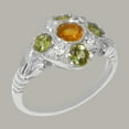 thumbnail image 2 of LBG British Made 9k White Gold Natural Citrine & Peridot Womens Anniversary Ring - 33 size options - Size 6.75, 2 of 7