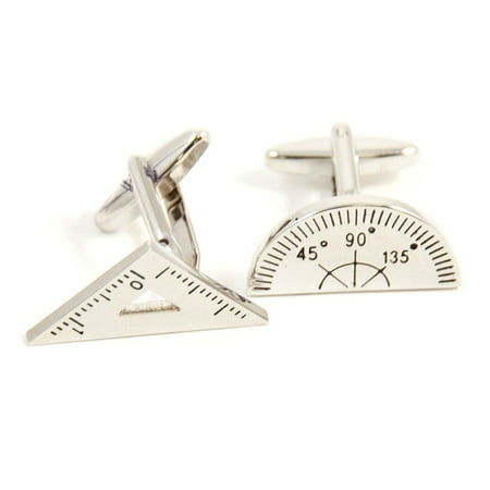 Bey-Berk Rhodium Plated Protractor and Triangle Cufflinks