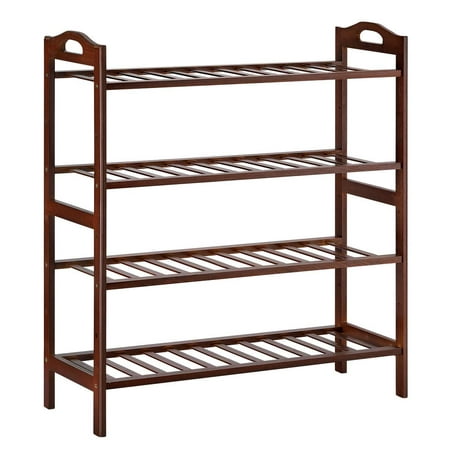 LIANTRAL Bamboo Shoe Rack 4-Tier Standing Storage Shoe Organized Holder Closets Entryway Shoe Shelf Includes 4 PE Cushions Dark Brown (The Best Way To Organize Shoes)