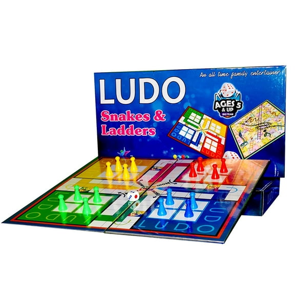 Big Size 14 X 14 Inch Classic 2 In 1 Foldable & Portable Ludo & Snakes & Ladders Fun Family Travel Board Game