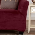 thumbnail image 3 of Great Bay Home Stretch Velvet-Plush Washable Loveseat Slipcover  (Loveseat, Zinfandel Red), 3 of 3