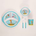 thumbnail image 5 of Kids Dinnerware Set Bamboo 5 Pcs with Plate Bowl Cup Fork Spoon (Giraffe), 5 of 5