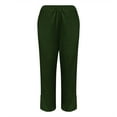 thumbnail image 4 of Women's Casual Pants Plus Size Pants For Women Linen High Elastic Waist Drawstring Ankle Pants Business Casual Pull On Pants With Pockets,Green Women's Casual Pants XXXL, 4 of 5