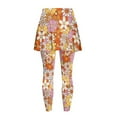 thumbnail image 5 of SCRAWLGOD Hippie Flower Orange White Women's Breathable Yoga Skirted Leggings Elastic Fashion Sports Pickleball Clothes Stretchy Casual Active Skorts for Outdoor Hiking, Camping, 3XL, 5 of 7