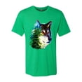 thumbnail image 2 of Wild Bobby, Earth Wolf Trees Mountains Nature Animal Lover Mens Premium Tri Blend T-Shirt, Envy, Small, 2 of 3