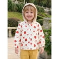 thumbnail image 6 of RUINIXCW Toddler Baby Girl Fall Jacket with Pockets Casual Strawberry Bow Floral Print Zip Up Hooded Long Sleeve Coat, 6 of 8