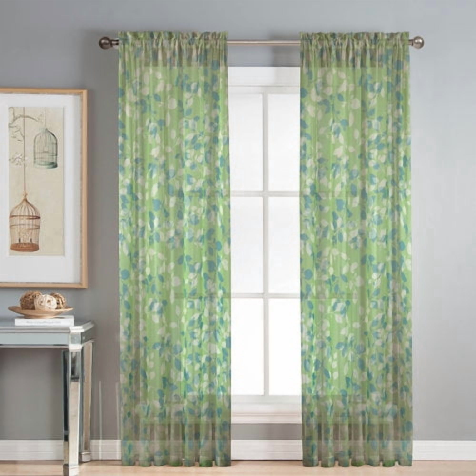Pinehurst Printed Sheer Extra Wide 54 x 84 in. Rod Pocket Curtain Panel
