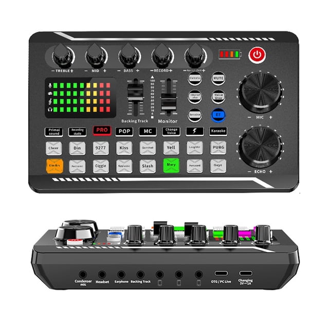 Tarjeta De Sonido En Vivo, , Control De Iluminación Inteligente Claro, Reducción De Ruido, Mezclador De Sonido, Batería De 1200mah Para Podcasting