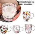 thumbnail image 5 of Dried Flowers Double Wall Clear Glass Coffee Mugs,Clear Glass Cups with Han Q3W5, 5 of 9