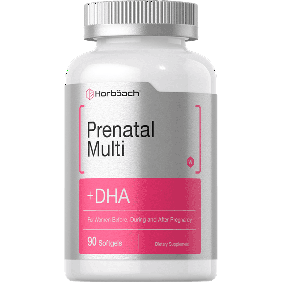 Prenatal Multivitamin with DHA, Folic Acid & Iron | 90 Softgels | by Horbaach