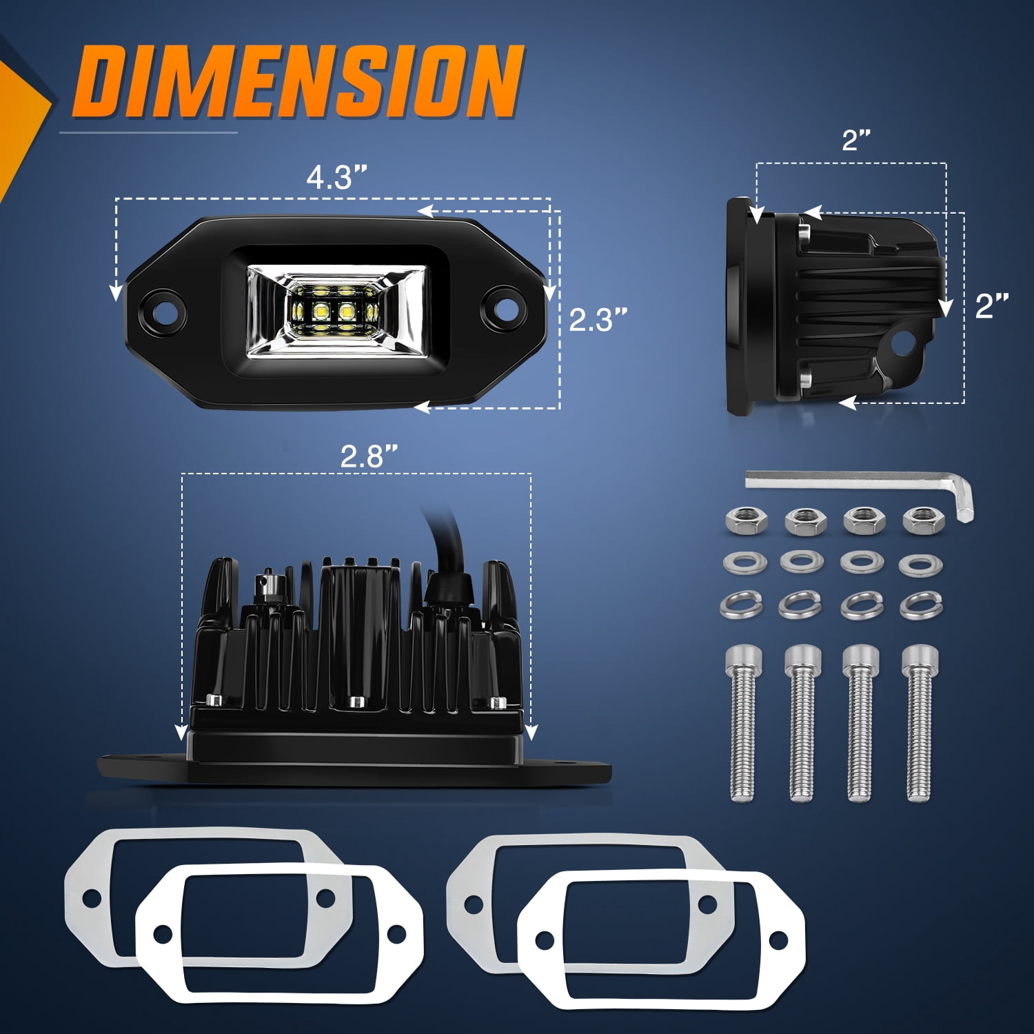 Nilight 2PCS 20W Flush Mount LED Pods Flood Beam LED Work Light Offroad Fog Reverse Light Backup Lights Driving Lights for Bumper Truck ATV UTV SUV Boat