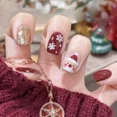thumbnail image 4 of Heallor-uñas postizas de Cabeza Cuadrada corta, 24 piezas, con patrón de corazón, cobertura completa, para manicura, 4 of 5
