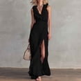 thumbnail image 5 of Uscallm Women Plus Size V Neck Sleeveless Ruffle Maxi Dress Boho Elegant Beach Vacation Maxi Dresses Long, Black M, 5 of 9