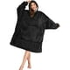 thumbnail image 1 of Manta con capucha portátil, muy cálida para mujeres y hombres, manta con capucha de gran tamaño con mangas y bolsillo gigante (negro), 1 of 5
