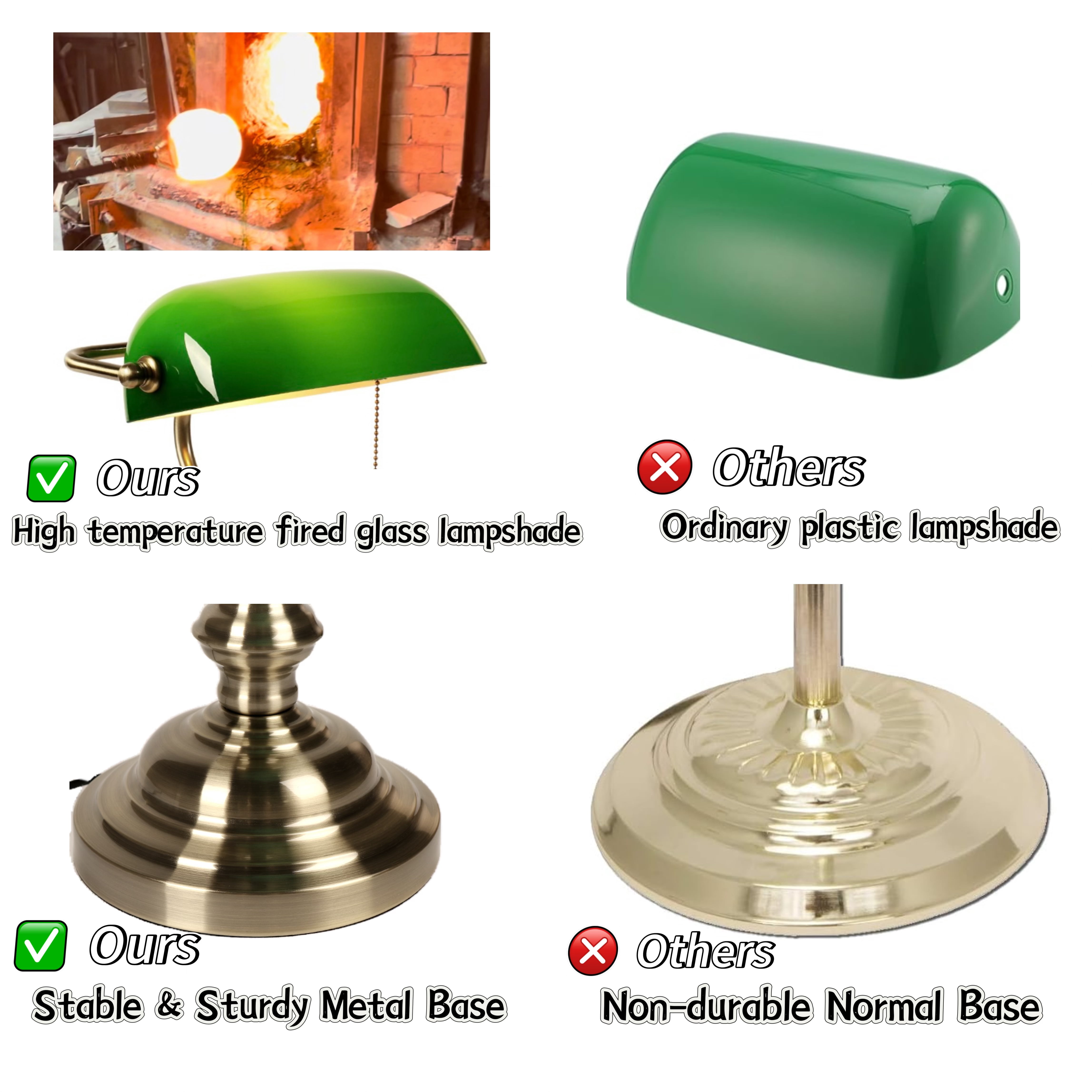 Green banker glass lamp replacement shades,Desk Lamp Green Glass Cover-("8.85 IN " L "5.11 IN" W "2.95 IN" H)