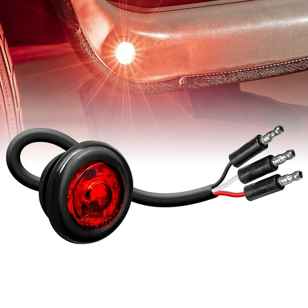 3/4" Round Red Trailer LED Marker Light [3 Wire/Turn Brake Tail Lights