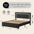 thumbnail image 6 of 4 EVER WINNER Full Bed Frame, Upholstered Platform Bed Frame with Headboard and Footboard, Diamond Headboard and Footboard Design, Black, 6 of 7