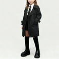 thumbnail image 2 of CYRBOKO Girls Trench Coat, Thermal Winter Button Back-to-school Cardigan Outerwear with Pockets Black Size 3-4 T, 2 of 9