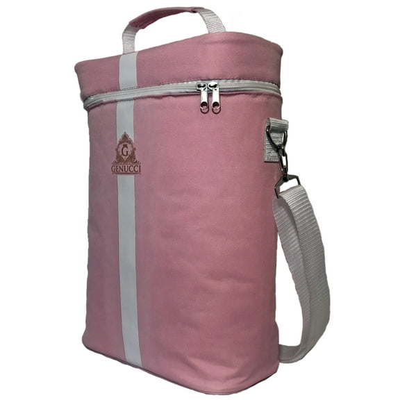 Genucci Three bottle Leakproof Wine Cooler and Picnic Bag (Pink) Tote for hiking, camping, beach parties, picnics, Spring, Summer, Fall