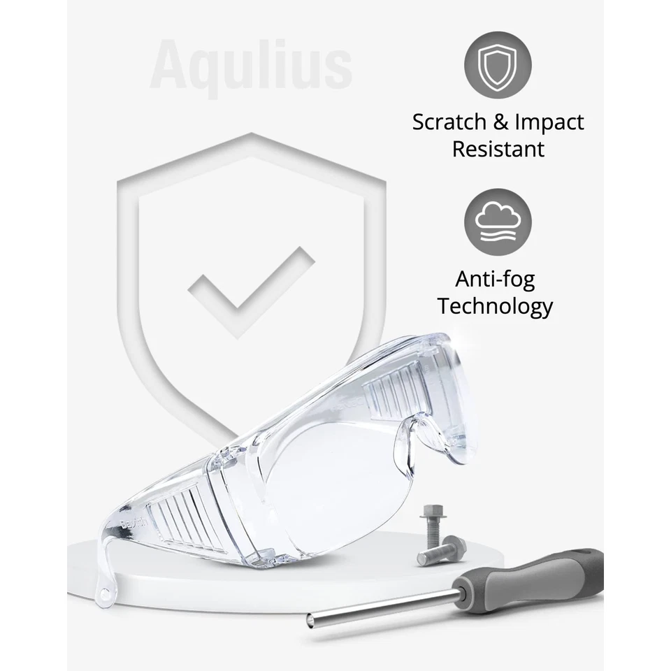 CIRCLE- 3 Bulk Pack Safety Glasses Over Eyeglasses Anti-Fog Crystal Clear Otg Goggles