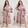 thumbnail image 5 of AMITOFO Long Silky Kimono Robes for Women Lightweight Silky Satin Floral Bathrobe Soft Cozy Ladies Housecoat Loungewear, 5 of 9
