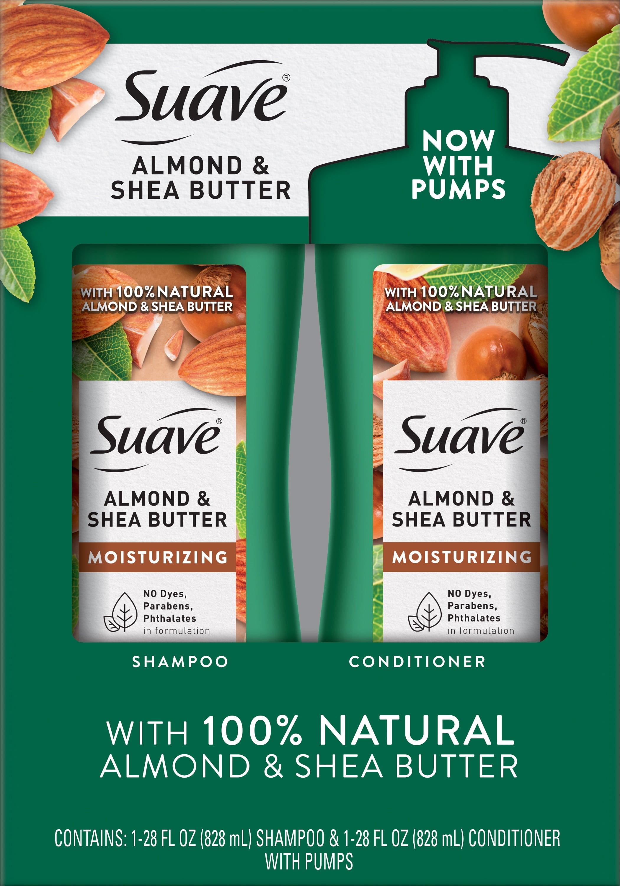 Suave Professionals Moisturizing Shampoo and Conditioner Set, Almond & Shea Butter, 28 fl oz, 2 Pack