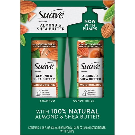 Suave Professionals Moisturizing Shampoo and Conditioner Set, Almond & Shea Butter, 28 fl oz, 2 Pack