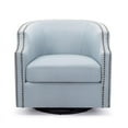 thumbnail image 4 of Bowery Hill Transitional Wooden Swivel Barrel Chair in Sky Blue, 4 of 8