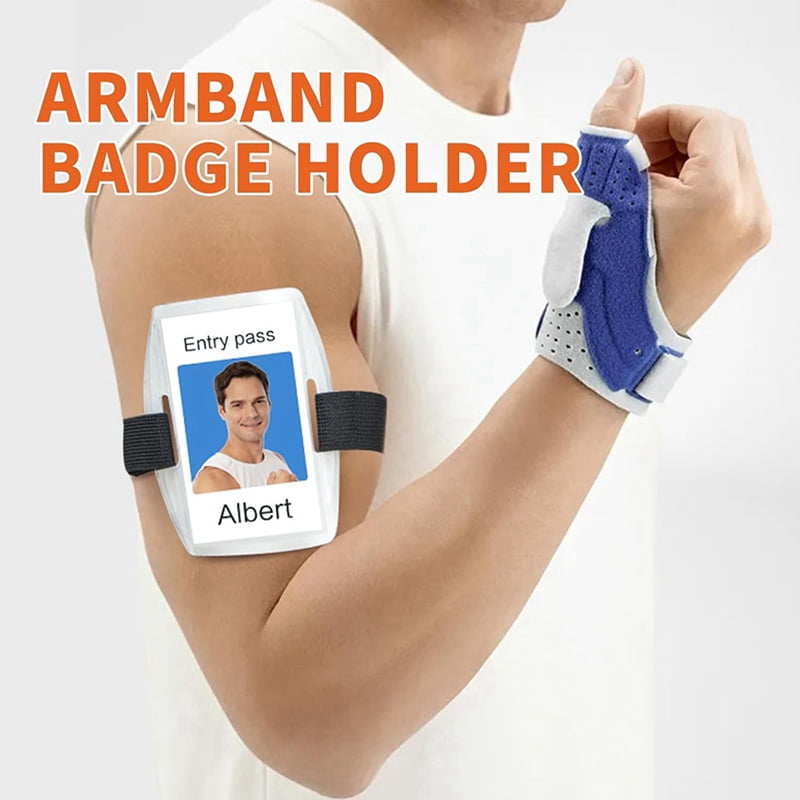 Arm Badge Holder - 18Pcs Armband ID Card Holder Waterproof Armband Badge with Adjustable Elastic Strap