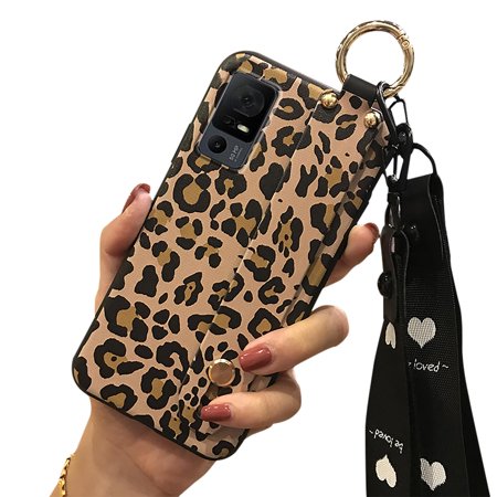 Lulumi-Phone Case For TCL 40XL/40T/T608D/Lively Jitterbug Smart4, Fashion Design Lanyard Silicone Anti-dust Wristband Flower Shockproof Back Cover Kickstand Dirt-resistant cell phone sleeve