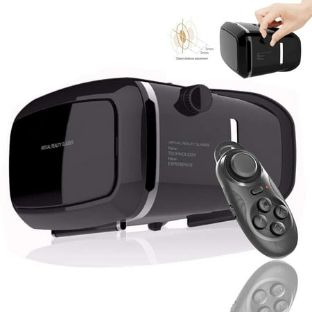 Virtual Reality Glasses VR Headset W/ Controller 3D VR Goggles for Videos Movies and Games Compatible with iPhone Samsung and Other 3.5-6.0 inch Smartphones