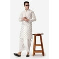 thumbnail image 7 of Royal Kurta Jacquard Silk Printed Cream Kurta White Dhoti Set for Men, 7 of 7