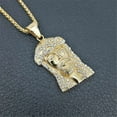 thumbnail image 2 of Lovelords Hip Hop 14k Yellow Gold Jesus Pendant Chain Necklace Men Ice Out Paved Full Shining Crystal Jesus Head Face Charm Necklace Jewelry, 2 of 5