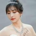 thumbnail image 5 of CZ Big Dangle Drop Bridal Wedding White Necklace Earrings Jewelry Set, 5 of 9