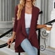 thumbnail image 3 of Cárdigan Ligero Cárdigan ligero para mujer Estilo informal Cárdigan de verano Traje de vacaciones irregular Ygjytge Vino Tinto M para Mujer, 3 of 7