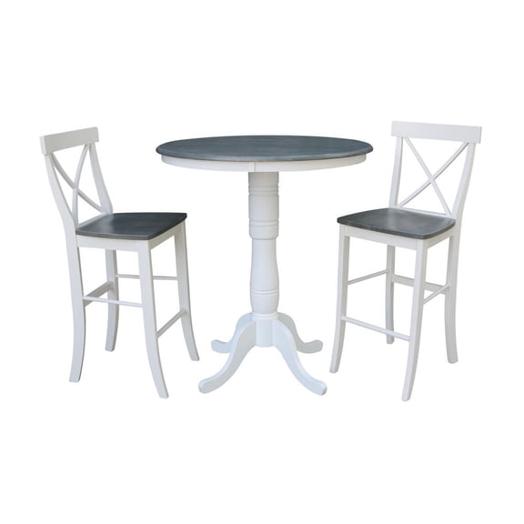 International Concepts 36" Solid Wood Bar Height Table With 2 X-Back Stools