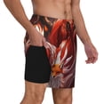 thumbnail image 2 of Yiaed Red Leaf Flame Fox Print Mens Swim Trunks Bathing Suit Compression Liner Beach Swim Shorts Swimwear Quick Dry Zipper Pocket No-Chafing Board Short-Small, 2 of 6