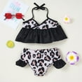 thumbnail image 2 of Fesfesfes Toddler Baby Kids Girls Bathing Suit Slip Leopard Print Swimsuits Beach Ruffle Patchwork Halter Neck Two-Piece Swimwear Bikini Sets, 2 of 9