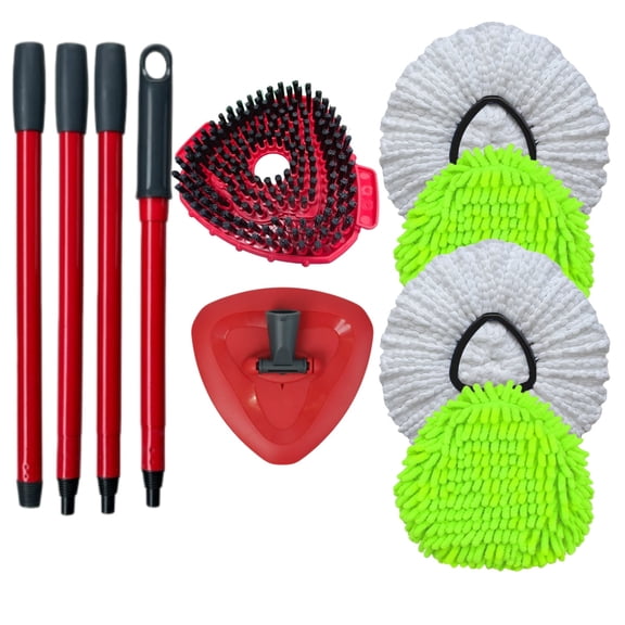 Mop Heads Replacements for Ocedar, Mop Replace Head for o Cedar Easywring 1 Tank, Spin Mop Replacement Head Mop Heads Include 4 Pack Spin Mop Refills, 1 Mop Handle,1 Pack Scrubber Mop Head,1 Mop Base