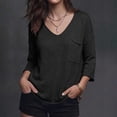 thumbnail image 2 of Loopsun Womens Long Sleeve Fall Tops Fashion Solid V Neck Pocket Thin Knit Casual Sweater Shirts, 2 of 5