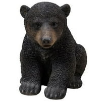 Hi-Line Gift Ltd Black Bear Cub Sitting Garden Statue