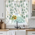 thumbnail image 4 of Eucalyptus Leaves Kitchen Window Curtains, Swag Curtains Valance for Bedroom Living Room Bathroom, Green Gold Spring Botanical Branch Rod Pocket Window Treatment Curtain Block Drapes 2 Panels 36"x45", 4 of 9
