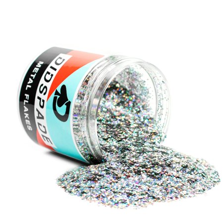 Party Crasher 0.025 Holographic Metal Flake - Silver Rainbow Color Shift Flake for Car Paint - Solvent Resistant Glitter - Auto Flake Paint - 2oz