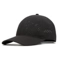 thumbnail image 3 of WGRFFH Men Quick Dry Baseball Cap,Laser Cut Mesh Ball Curved Brim Snapback Hat,Summer Adjustable Performance Hat,Breathable Perforated Baseball Cap,6 Panel Baseball Cap,Sun Protection Black A, 3 of 3