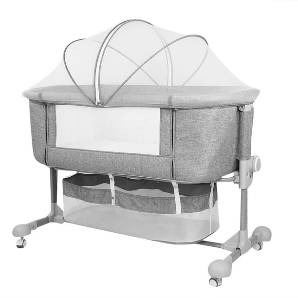 Garosa Baby Crib Height Adjustable Portable Folding Baby Crib For 0 2 Years Old Newborn Infants Gray Infant Crib Baby Crib Walmart Com Walmart Com